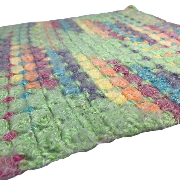 Baby Lovey Small Security Blanket Soft Multicolor Crochet Teddy Bear with Scarf - Picture 12 of 14